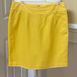 Merona Lemon Yellow Skirt Size 6 Cotton Rayon Fully Lined Side Pockets Like New